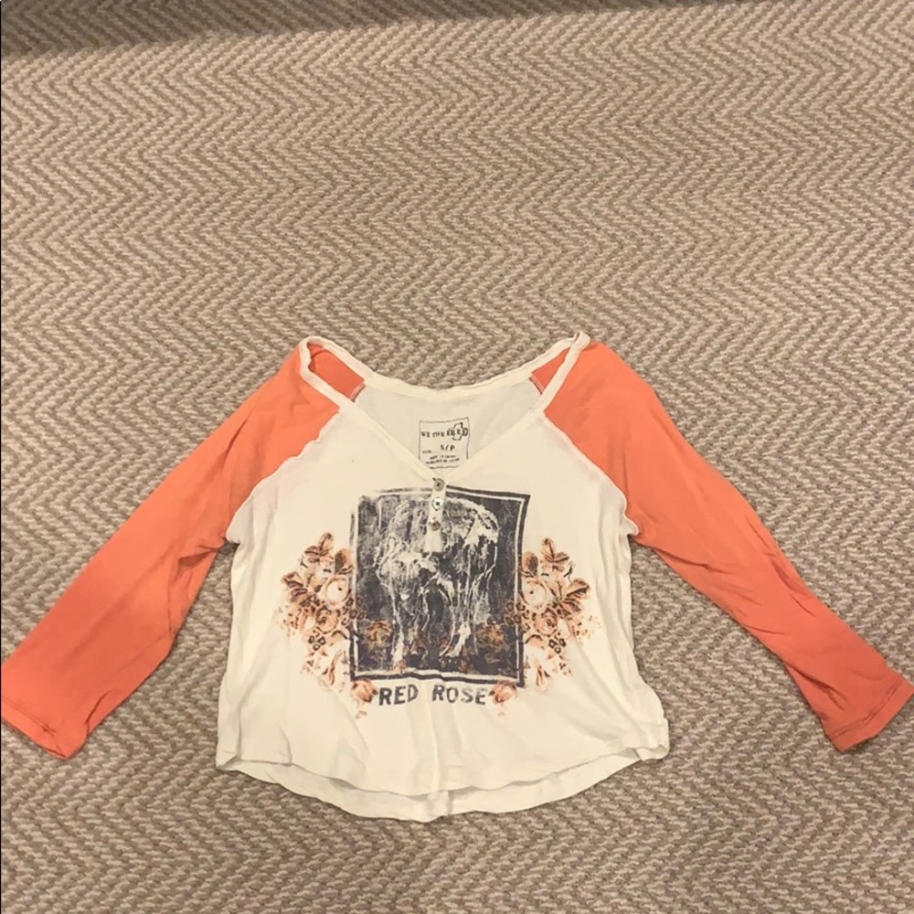 Free people 3/4 sleeve top.